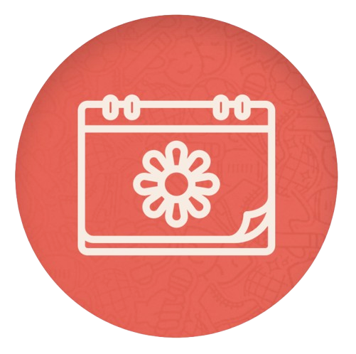 Icône d’un calendrier avec une fleur, représentant la période de demande.